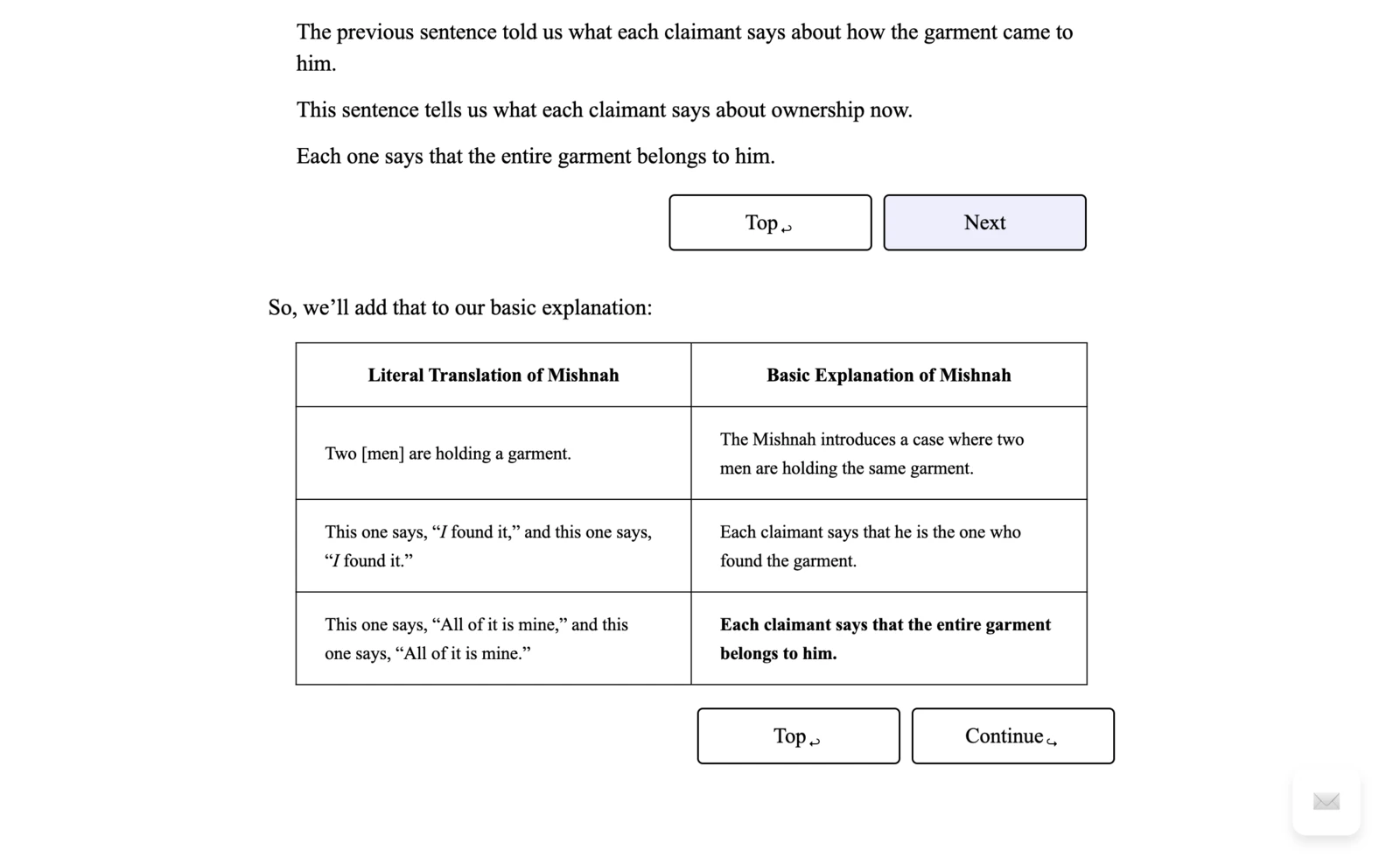 A Hisbonen comparison table pairing a literal translation with a basic explanation.