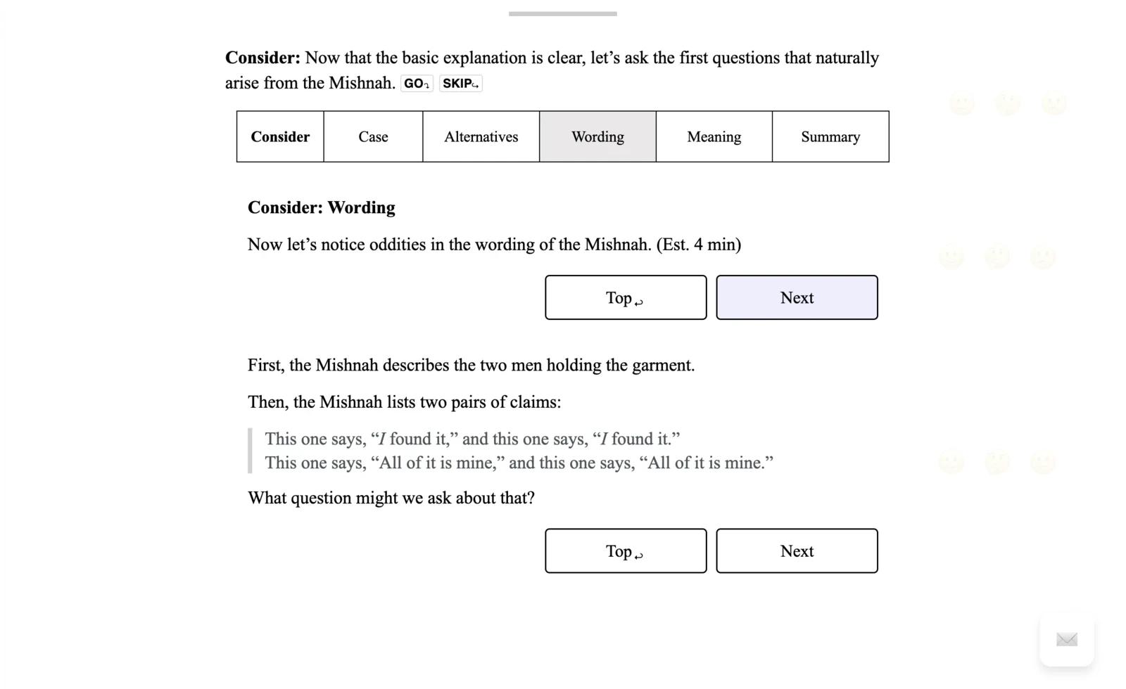 A Hisbonen Consider lesson examining the wording of the Mishnah.